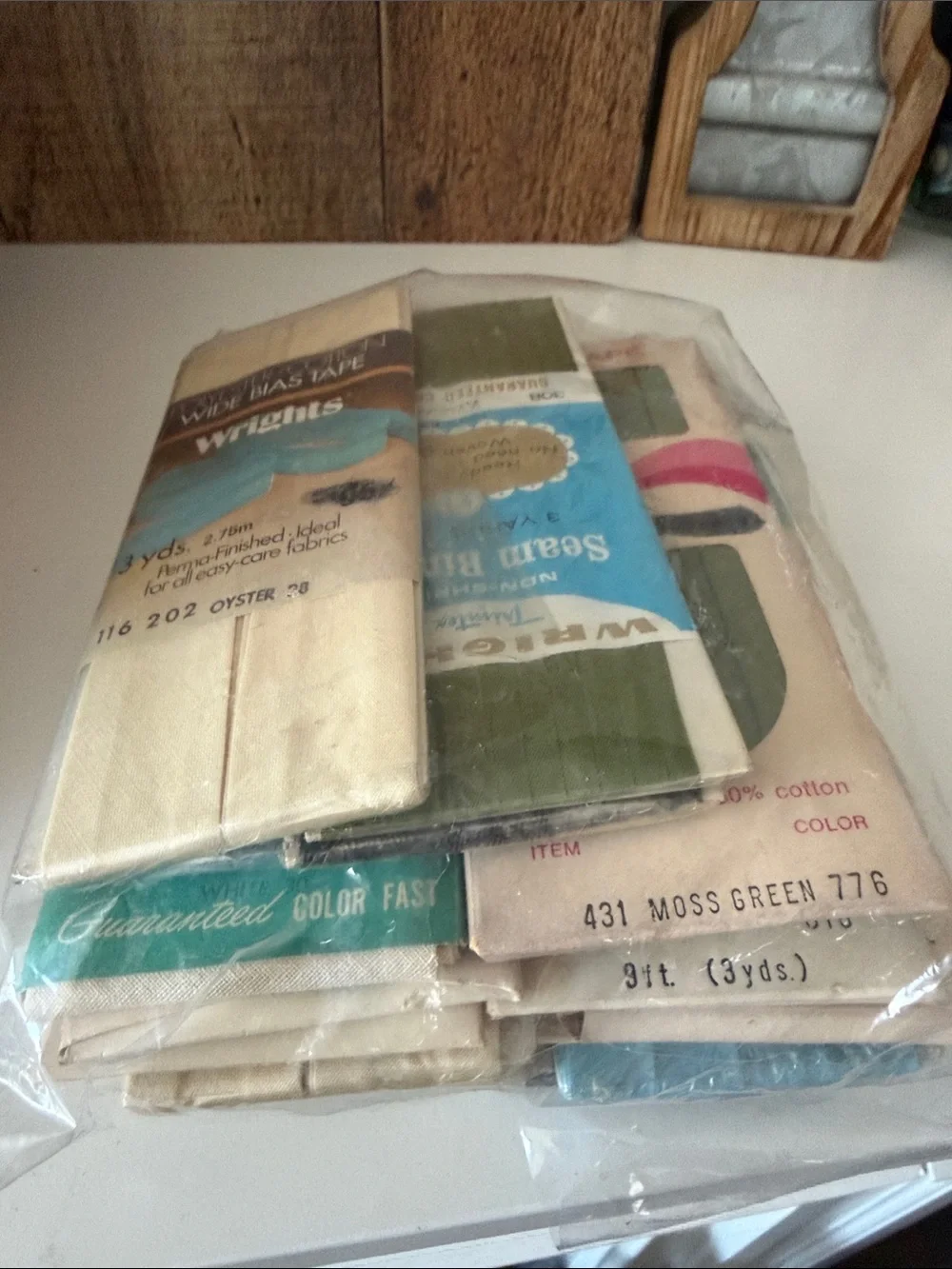 Vintage Wicker & Tapestry Sewing Basket with Assorted Sewing Notions